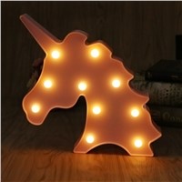 3D Marquee Unicorn Table Lamp 10 LED Battery Operated Night Light Children&amp;amp;#39;s Room Decor Indoor Lighting
