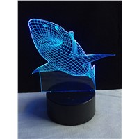 Top Quality 3D Night Light Shark Children Kids Visual Led Illusion Atmosphere 7 Color Changing Mood Lamp Friend &amp; Holiday Gifts