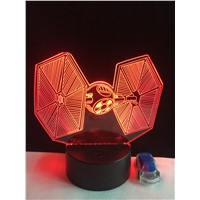 Star Wars 3D Lamp Tie Fighter Figure Visual Night Light 7 Color Change LED Visual Table Lighting Child New Year Birthday Gifts