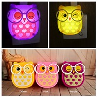 US plug Cartoon Owl Light Led Animal Nightlight Auto Control Sensor Lamp Child Kids Baby Lights Bedroom Lighting Wall Light P5