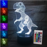 3D Illusion Led Lamp Dinosaur 7 Color Led Bulb Decoration Animal Night Light Touch Sleeping Nightlight Table Lamp Boys Gifts