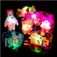 2pcs Hot Creative Cartoon LED Night Light Boys Girls Flash Wrist Band Glow Luminous Bracelets Party Christmas Decoration
