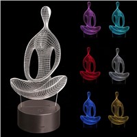 3D illusion Yoga Meditation Night Light 7 Color Change LED Desk Table Lamp Toys New 2017