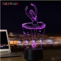 3D Illusion Lamp Ballet Girl LED USB 3D Night Lights 7 Colors Flashing Novelty LED Table lamp as Kids Bedside Decorations