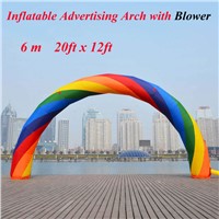 20ft x 12ft 6m Rainbow Inflatable Advertising Arch with Blower 110v/220v Colorful Balloon for Advertisement