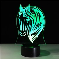 lovelty Horse 3D Lamp 7 Color Change Led USB  Acrylic Small Night Light  Indoor Atmosphere Lamp Kids&amp;amp;#39; Toys And Gifts