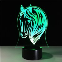 lovelty Horse 3D Lamp 7 Color Change Led USB  Acrylic Small Night Light  Indoor Atmosphere Lamp Kids&#39; Toys And Gifts