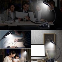 LumiParty 4 LED Reading Lamp Flexible Gooseneck Nightlight Desktop Clip Light with Stand Music Stand Light USB/Battery powered