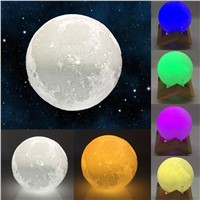 Bestfire Rechargeable 3D Print Moon Lamp Color Change Touch Switch Bedroom Bookcase Night Light Home Decor Creative Night Light