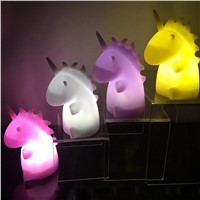 LumiParty Colorful Cute LED Cartoon Night Light Kids&#39; Bedroom Unicorn Lamp Home Decoration Wall Lamp Christmas Halloween Gift