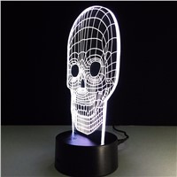Skeleton Shape Table lamp Touch NightLight 7 Colors Changing Skull Sleeping Lamparas Light Acrylic USB 3D LED lamps For Gift