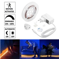 Motion Activated Bed Light Dimmable Flexible Strip Motion Sensor Night Light Dimmable Illumination with Automatic Shut Off Timer