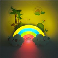 LED Rainbow Colorful Night Light Batteries Powered Decorative Light Baby Bedside Lamp Children Toy Automatic Sound Light Switch