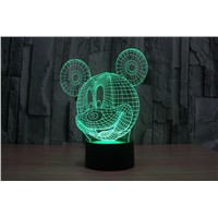 new 2017 3D Mickey Mouse Kid LED Night Light Cartoon LED Lamp Night Light 3D illusion Lamp Birthday Christmas Child Light Gift