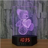 Love Bear Acrylic 3D Calendar Desk Lamp LED Night Light Baby 7 Color Change Remote control Clock Creative Kid&amp;amp;#39;s bedroom lamp