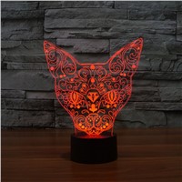 Creative 7 color change Cat Animal Night Light Lamp 3D LED Night Light Acrylic Touch Control USB lamp light as gift  IY803451