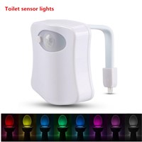 PIR movement activated human body toilet LED light sensor light 8 color RGB automatic night light battery light