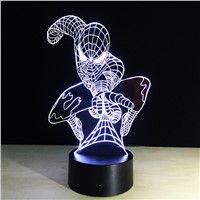 Spiderman shape  Night Light 3D Stereo Vision Lamp Acrylic 7 Colors Changing USB Bedroom Bedside Night light Creative Desk lamp