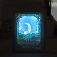 Papercut Light Box LED USB Night Light Lamp Creative Paintings Moon Lovers A19_15