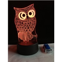 3D Owl LED Desk Table Lamp Night Light 7 Color Change Touch Art Home Child Bedroom Sleeping Decor Fashion Holiday Party Gifts