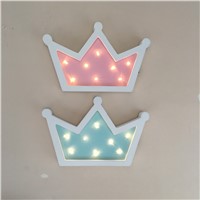 30CM Lovely Wooden Crown LED Night Light Baby Bedroom Sleeping 3D Table Lamp Romantic Wedding Birthday Party Decoration Lamp