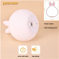 Colorful Bunny LED Night Light Animal Light USB Rechargeable Silicone Soft Cartoon Touch light Children Night Lamp Bedroom Light