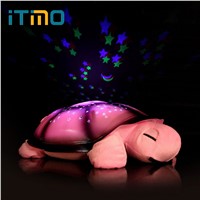 Led Night Light Toys for Baby Children Gift Cute Design 4 Colors Moon and Stars Projector Light With 4 Light Music Turtle Lamp