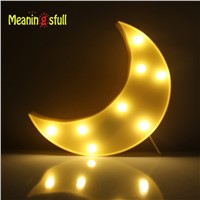 Novelty Marquee Moon Night Lamp With 8 Led Battery Operated Yellow/Blue Moon Letter light For Christmas Home Decor  Kid&amp;amp;#39;s Gift