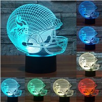 NFL Team Logo 3D Light LED Minnesota Vikings Football Helmet 7 Color LED Night Light USB table desk touch switch light IY803679