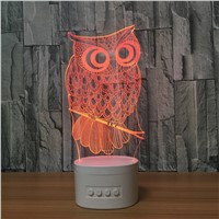 3D Lamp Bluetooth Speakers LED Night Light Owl Music Player Paty Atmosphere Lamp Creative USB Stereo Lamp For Kid&amp;amp;#39;s Gift