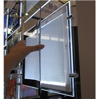 Estate Agent Window Display System,A4 Two Sides Cable Wire Hanging Acrylic LED Light Pockets Poster Frame Light Box