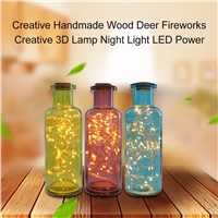 Creative Handmade Wood Deer Fireworks Creative 3D Lamp Night Light LED Power Bank Powerbank Lamps Wedding Decoration 2017 Hot