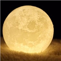 Oobest Rechargeable 3D Print Moon Lamp Color Change Touch Switch Bedroom Lunar Night Light Romantic Gift Home Decoration