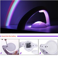 Tanbaby Rainbow LED AA Battery Operated Colorful Night Light Romantic Projector Room Lamp Decoration Sleep Light for Kid Bedroom