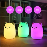 Cat Color Light Changing Silicone Cat Night Lights Bedside Lamp 2 Modes Children Cute Night Lamp Christmas Bedroom Light P15