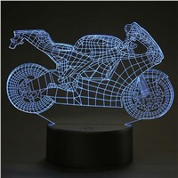 Acrylic Colorful 3D Motorcycle Car Airplane Time Machine Pattern USB LED Night Light Flash Atmosphere Lamp Home Bedroom Decor