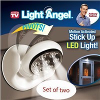 2Sets/Lot Light Angel 4AAA Battery Operated Cordless 7White LED Motion Sensor Activated Led Light  SWIVEL Stick Up  LED LIGHT