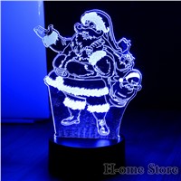 7 Color Xmas Santa Claus Lamp 3D Visual Led Night Lights for Kids Touch USB Table Lampara  Lampe Baby Sleeping Nightlight