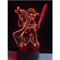 Fashion Star Wars 3D Bulbing Light LED Master Yoda Jedi Leader Lighting Mood Man Boy&amp;amp;#39;s Home Decor Bedroom Table Lamp Nightlight