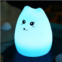LightMe 7 Colors Cat LED USB Children Animal Night Light Silicone Soft Cartoon Baby Nursery Lamp Breathing LED Night Light