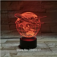 Air Plane 3d LampSitting Room Lights  3D Illusion Lamp Atmosphere Lam The Pearth Acrylic 3D Atmosphere Lamp Halloween Nove
