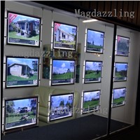 12PCS A4 LED 2 Sided Crystal Frame LED Light Panel Landscape+ Kits, Estate Agency LED Window Display for Real Estate Agent