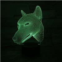 7 Color Dog  Head USB Novelty Gifts 7 Colors Changing  Led Night Lights 3D LED Desk Table Lamp as Home Decorat