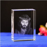 Jesus 3D Engraved Crystal Gifts Novelty Crystal Table Lamps with 4 color light base