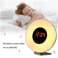 Sunrise Wake Up Night Light LED Digital Alarm Clock FM Radio Colorful LED Night Lamp for Children Bedside Bedroom Light