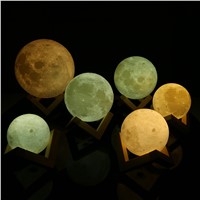 Diameter 8/9/10/12/15/18CM 3D Print Moon Lamp 2 Color Changeable Touch Switch Night Light for Home Decor Christmas Gifts