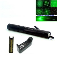 Laser 303 200mW Green Laser Pointer Adjustable Focal Length and Star Pattern Filter+4000MAH 18650 Battery+charger