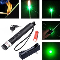 New Design Green Laser Pointer Pen 5mW 532nm Burning Lazer Visible Beam + Battery + Charger