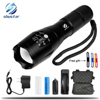 Big Promotion Ultra Bright CREE XM-L T6/L2 LED Flashlight 5 Modes 4000 Lumens Zoomable LED Torch 18650 Battery + Charger + gift