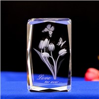 Tulips LASER ENGRAVED CRYSTAL night Light  crystal Led Light with 4  Color Changing Light  3D night Light For home Decoration